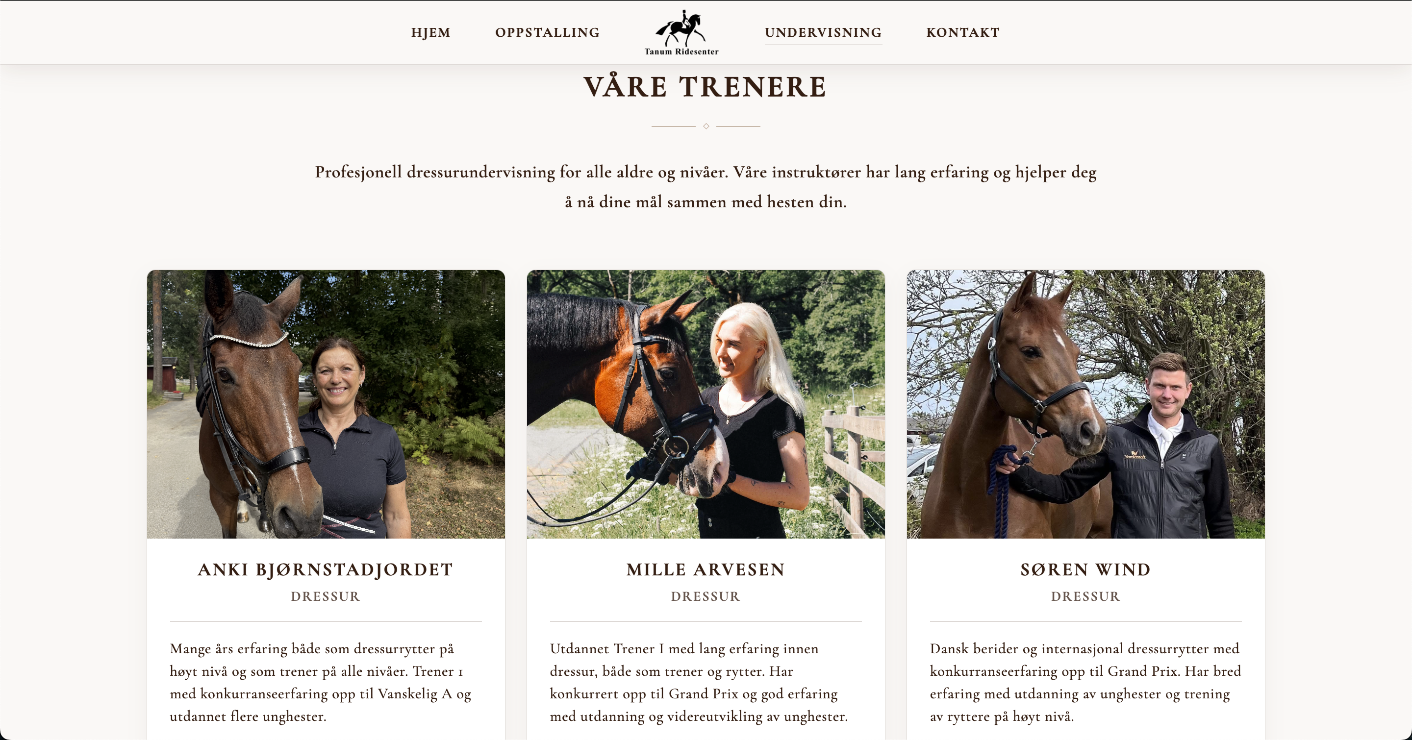 Undervisning-siden til Tanum Ridesenter